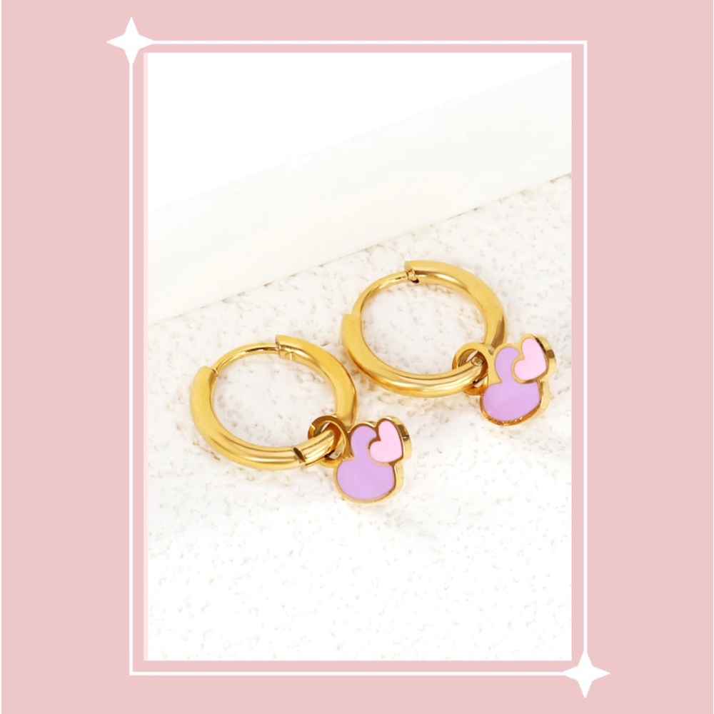 18k plated Gold and Pink Kids Earrings